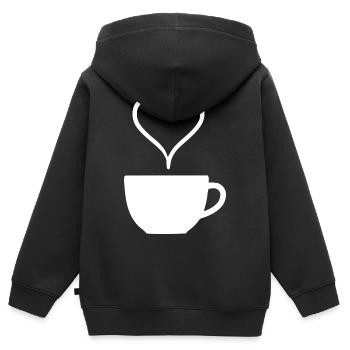 Cadeau de la tasse à café Cœur Café Tasse d’espresso - Sweat Premium à capuche zippé enfant bio - noir - Dos - AI Model Kid Male (0cm)