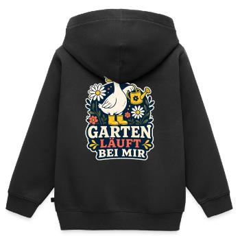 Garten läuft bei mir – Garten-Gans - Kinder Premium Organic Zip Hoodie - Schwarz - Hinten - AI Model Kid Male (0cm)