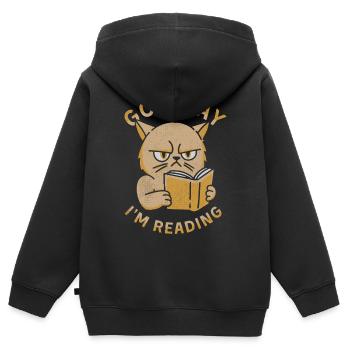 Geh weg, ich lese - Kinder Premium Organic Zip Hoodie - Schwarz - Hinten - AI Model Kid Male (0cm)