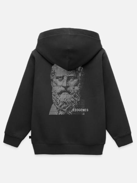 Diogenes der Zyniker ASCII-Porträt - Kinder Premium Organic Zip Hoodie - Schwarz