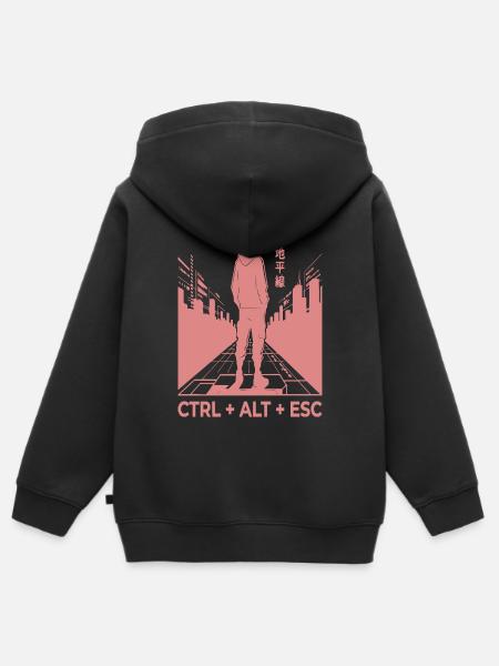 Ctrl Alt Escape Streetwear Silhouette - Kinder Premium Organic Zip Hoodie - Schwarz