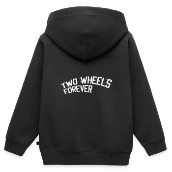 Two Wheels Forever - Kids Premium Organic Zip-up Hoodie - black - Back - AI Model Kid Male (0cm)