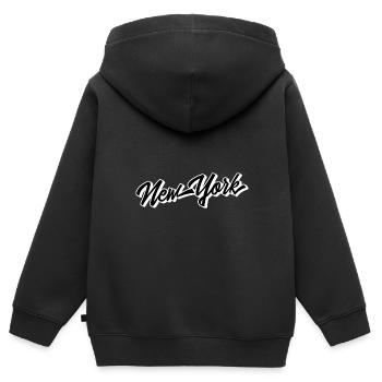 New York - Sweat Premium à capuche zippé enfant bio - noir - Dos - AI Model Kid Male (0cm)