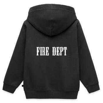 Service des incendies - Sweat Premium à capuche zippé enfant bio - noir - Dos - AI Model Kid Male (0cm)