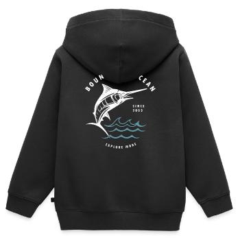 Boundless ocean,erkunden Sie mehr - Kinder Premium Organic Zip Hoodie - Schwarz - Hinten - AI Model Kid Male (0cm)