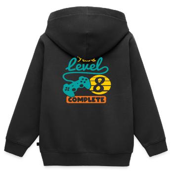 8. Geburtstag 8 Jahre Level 8 Complete Geschenk - Kinder Premium Organic Zip Hoodie - Schwarz - Hinten - AI Model Kid Male (0cm)