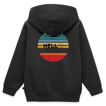 Hello Retro - Sweat Premium à capuche zippé enfant bio - noir - Dos - AI Model Kid Male (0cm)