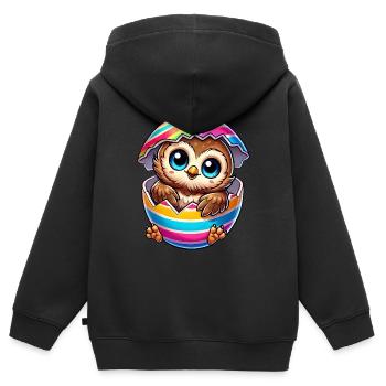 Süße Eule Cartoon Osterei Schlüpfen - Kinder Premium Organic Zip Hoodie - Schwarz - Hinten - AI Model Kid Male (0cm)