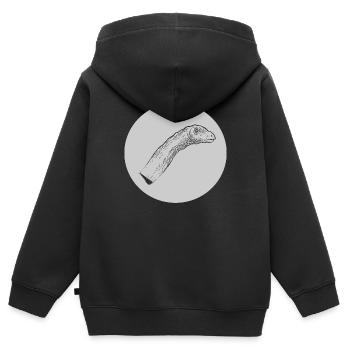 Dinosaure Dinosaure à long cou - Sweat Premium à capuche zippé enfant bio - noir - Dos - AI Model Kid Male (0cm)