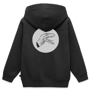 Dinosaure dinosaure raptor dinosaure - Sweat Premium à capuche zippé enfant bio - noir - Dos - AI Model Kid Male (0cm)