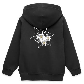 Edelweiss - Kinder Premium Organic Zip Hoodie - Schwarz - Hinten - AI Model Kid Male (0cm)