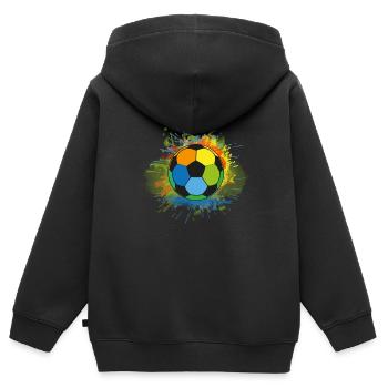Fußball - Kinder Premium Organic Zip Hoodie - Schwarz - Hinten - AI Model Kid Male (0cm)