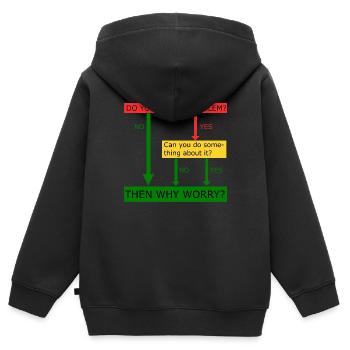 Then why worry - Kids Premium Organic Zip-up Hoodie - black - Back - AI Model Kid Male (0cm)
