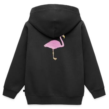 flamingo - Sweat Premium à capuche zippé enfant bio - noir - Dos - AI Model Kid Male (0cm)