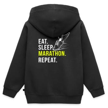 Marathon lustig Geschenk Geburtstag - Kinder Premium Organic Zip Hoodie - Schwarz - Hinten - AI Model Kid Male (0cm)