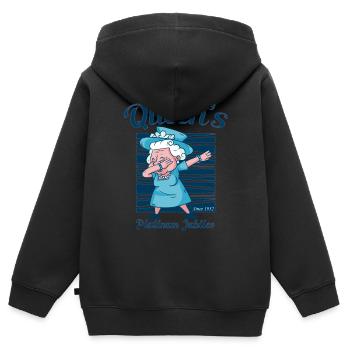 Dabbing British Queen Monarchy Platin-Jubiläum - Kinder Premium Organic Zip Hoodie - Schwarz - Hinten - AI Model Kid Male (0cm)