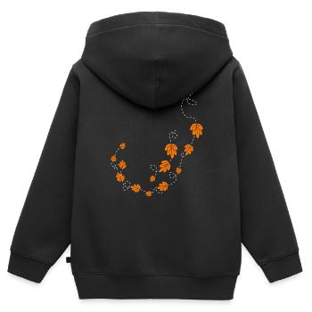 Herbstblätter im Wind - Kinder Premium Organic Zip Hoodie - Schwarz - Hinten - AI Model Kid Male (0cm)