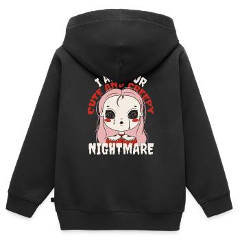 Creepy Girl Cute Creepy Nightmare Halloween - Kids Premium Organic Zip-up Hoodie - black - Back - AI Model Kid Male (0cm)