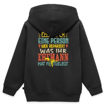 Elektriker ich bin der verrückte Elektriker - Kinder Premium Organic Zip Hoodie - Schwarz - Hinten - AI Model Kid Male (0cm)