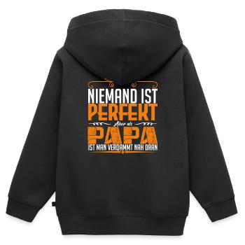 perfekt dad !! - Kinder Premium Organic Zip Hoodie - Schwarz - Hinten - AI Model Kid Male (0cm)