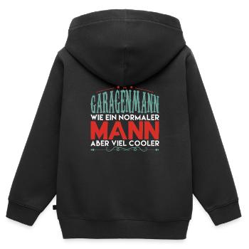 Valentines Garagenmann Mechaniker - Kinder Premium Organic Zip Hoodie - Schwarz - Hinten - AI Model Kid Male (0cm)