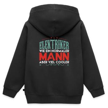 elektriker - elektriker aber viel cooler ! - Kinder Premium Organic Zip Hoodie - Schwarz - Hinten - AI Model Kid Male (0cm)