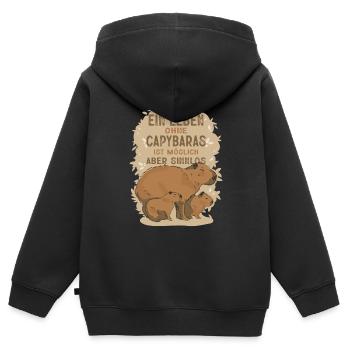 Ein Leben Ohne Capybaras Ist Möglich Aber Sinnlos - Kinder Premium Organic Zip Hoodie - Schwarz - Hinten - AI Model Kid Male (0cm)