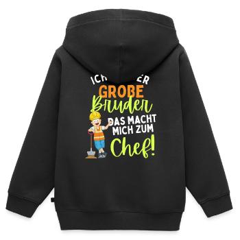 Ich bin der große Bruder das macht mich zum Chef - Kinder Premium Organic Zip Hoodie - Schwarz - Hinten - AI Model Kid Male (0cm)
