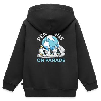 Lustige Antarktis Pinguine Auf Parade Wildlife - Kinder Premium Organic Zip Hoodie - Schwarz - Hinten - AI Model Kid Male (0cm)