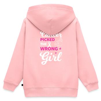 Falsches Mädchen Gewählt - Krebsbewusstsein - Kinder Premium Organic Zip Hoodie - Rosa - Hinten - AI Model Kid Female (0cm)