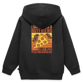 Pizza & Schokolade: Meine Wahren Lieben - Kinder Premium Organic Zip Hoodie - Schwarz - Hinten - AI Model Kid Male (0cm)