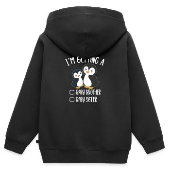 Getting Baby Brother Baby Sister Pinguin - Kinder Premium Organic Zip Hoodie - Schwarz - Hinten - AI Model Kid Male (0cm)