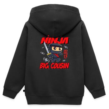 Boom Ninja Big Cousin Ninja announcement - Kinder Premium Organic Zip Hoodie - Schwarz - Hinten - AI Model Kid Male (0cm)