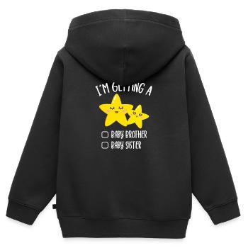 I'm Getting A Baby Brother Baby Sister Stars - Kinder Premium Organic Zip Hoodie - Schwarz - Hinten - AI Model Kid Male (0cm)