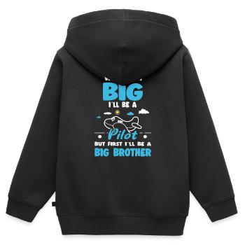 Quand je serai grand, je serai pilote, mais d’abord - Sweat Premium à capuche zippé enfant bio - noir - Dos - AI Model Kid Male (0cm)
