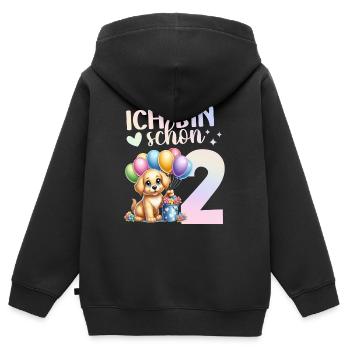 Geburtstag 2 Mädchen Hund Süß Zwei 2 Jahre - Kinder Premium Organic Zip Hoodie - Schwarz - Hinten - AI Model Kid Male (0cm)