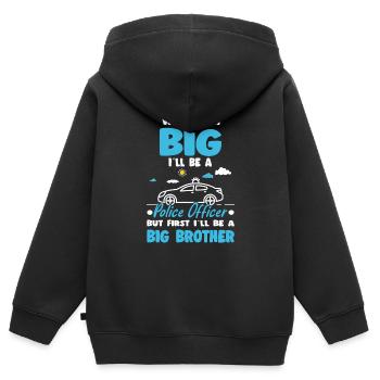 When I'm Big Police Officer First Big Brother - Kinder Premium Organic Zip Hoodie - Schwarz - Hinten - AI Model Kid Male (0cm)