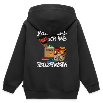 Mir egal ich hab Feuerwerk - Kinder Premium Organic Zip Hoodie - Schwarz - Hinten - AI Model Kid Male (0cm)