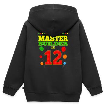 boys biMaster Builder 12 Years Old Block Building - Kinder Premium Organic Zip Hoodie - Schwarz - Hinten - AI Model Kid Male (0cm)