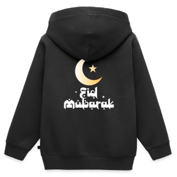 Eid Mubarak - Kids Premium Organic Zip-up Hoodie - black - Back - AI Model Kid Male (0cm)
