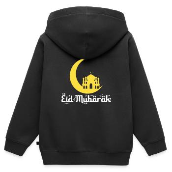 Eid Mubarak - Kids Premium Organic Zip-up Hoodie - black - Back - AI Model Kid Male (0cm)