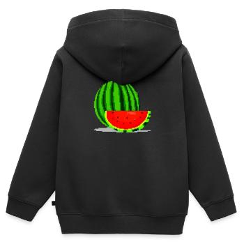 Pixel Art Melone - Kinder Premium Organic Zip Hoodie - Schwarz - Hinten - AI Model Kid Male (0cm)