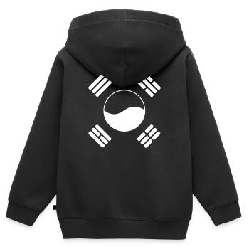 Corée du Sud - Sweat Premium à capuche zippé enfant bio - noir - Dos - AI Model Kid Male (0cm)
