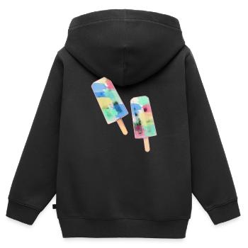 crème glacée sur le style, glace à l’eau, crème glacée colorée, été - Sweat Premium à capuche zippé enfant bio - noir - Dos - AI Model Kid Male (0cm)