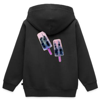 crème glacée sur le style, glace à l’eau, crème glacée colorée, été - Sweat Premium à capuche zippé enfant bio - noir - Dos - AI Model Kid Male (0cm)