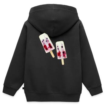 glace glacée sur le style, glace à l’eau, crème glacée colorée, été - Sweat Premium à capuche zippé enfant bio - noir - Dos - AI Model Kid Male (0cm)