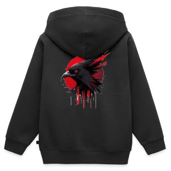 Oiseau fantastique rouge-noir - Sweat Premium à capuche zippé enfant bio - noir - Dos - AI Model Kid Male (0cm)
