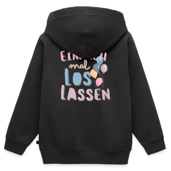 Einfach mal loslassen. Motivationsspruch Trennung - Kinder Premium Organic Zip Hoodie - Schwarz - Hinten - AI Model Kid Male (0cm)