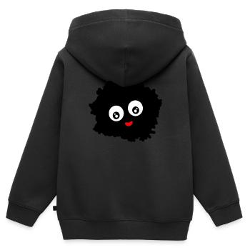 Lustiger Fussel Pompom Wollknäuel Staub - Kinder Premium Organic Zip Hoodie - Schwarz - Hinten - AI Model Kid Male (0cm)