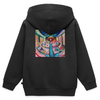 train at night 3 - Kids Premium Organic Zip-up Hoodie - black - Back - AI Model Kid Male (0cm)